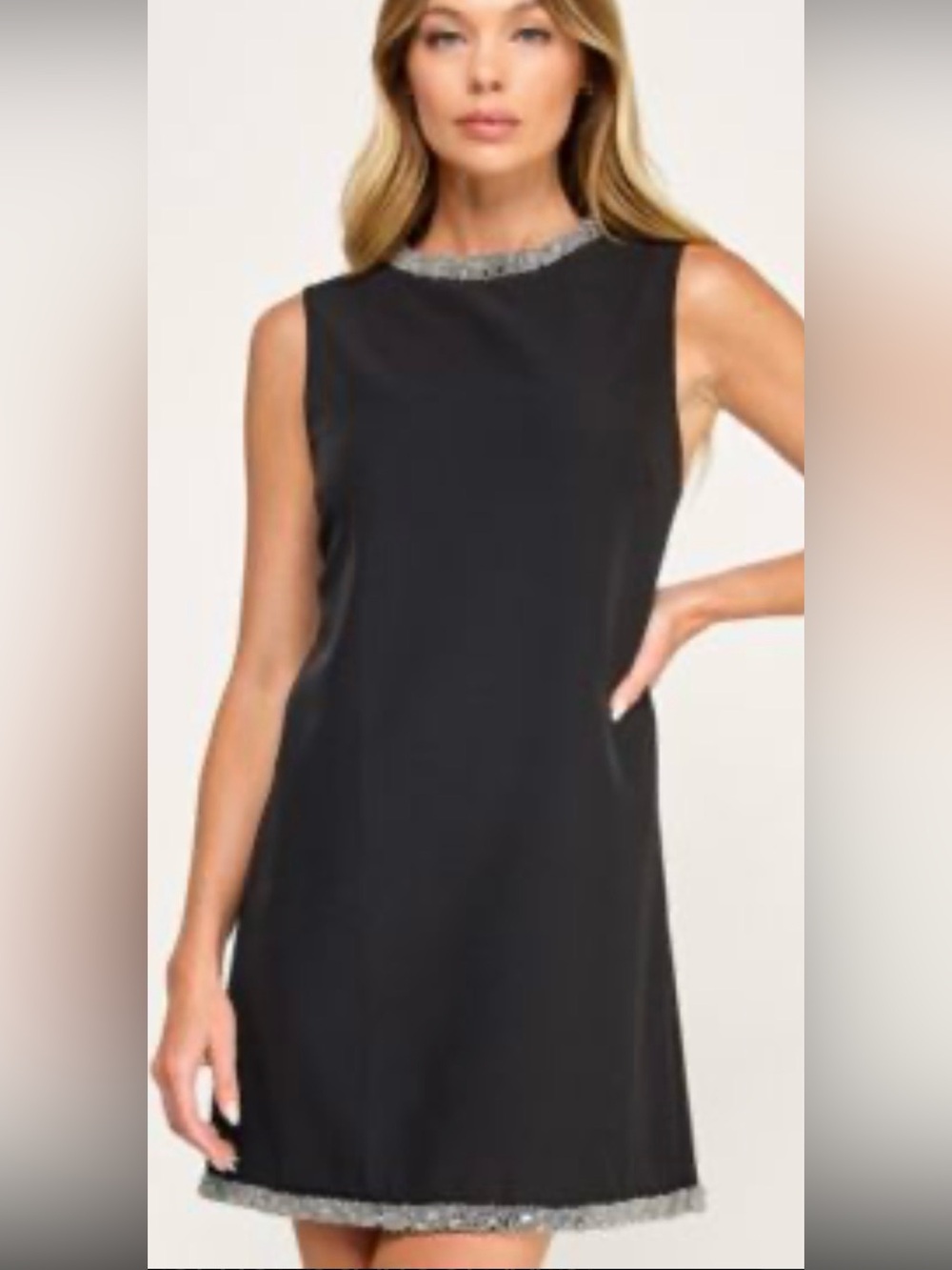 NWT Seni & Cade Seeveless Shift LBD with Rhinestone Embellishments